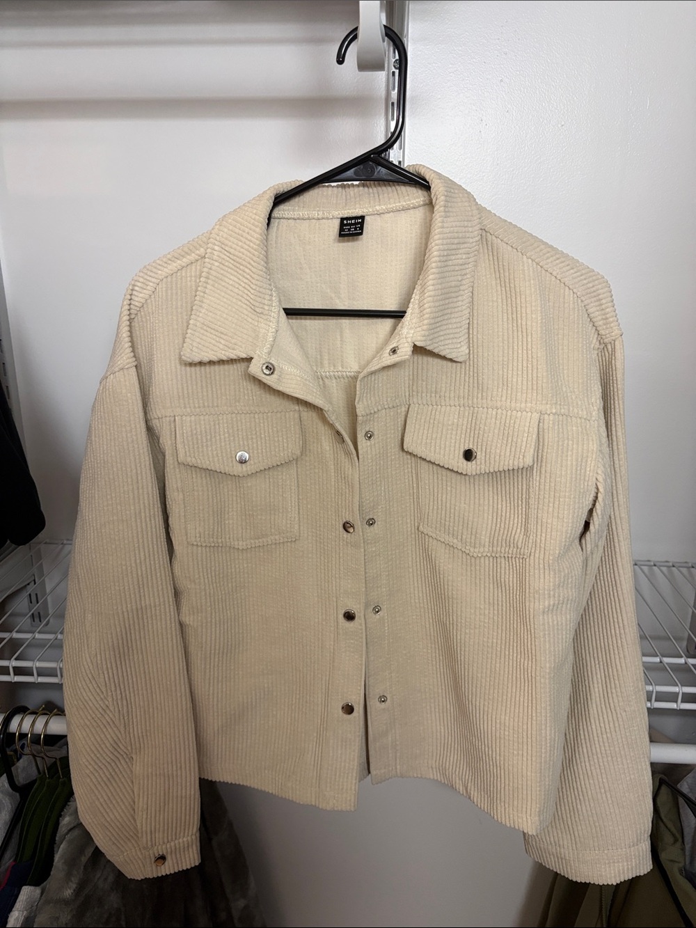 Medium SHEIN Cream Corduroy Shacket
